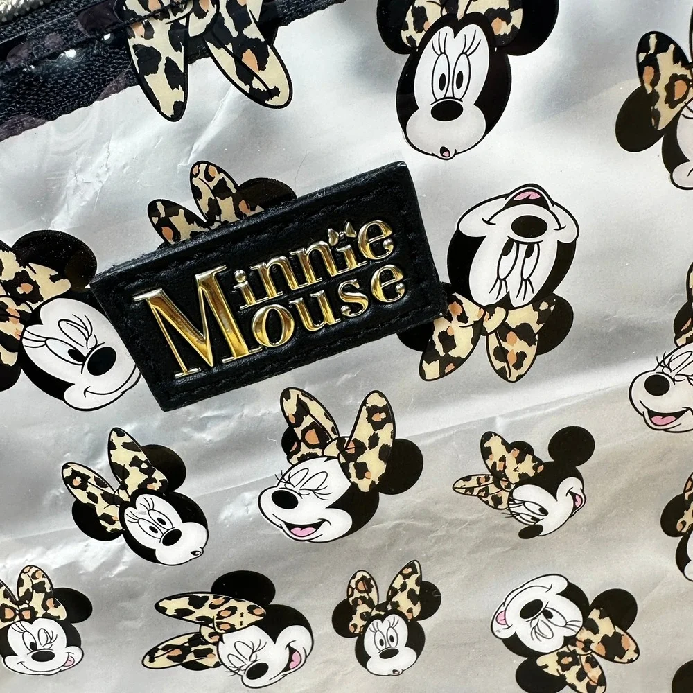 Disney Primark Minnie Mouse Safari Cosmetic Makeup Bag‎ Leopard Clear Pouch NWT